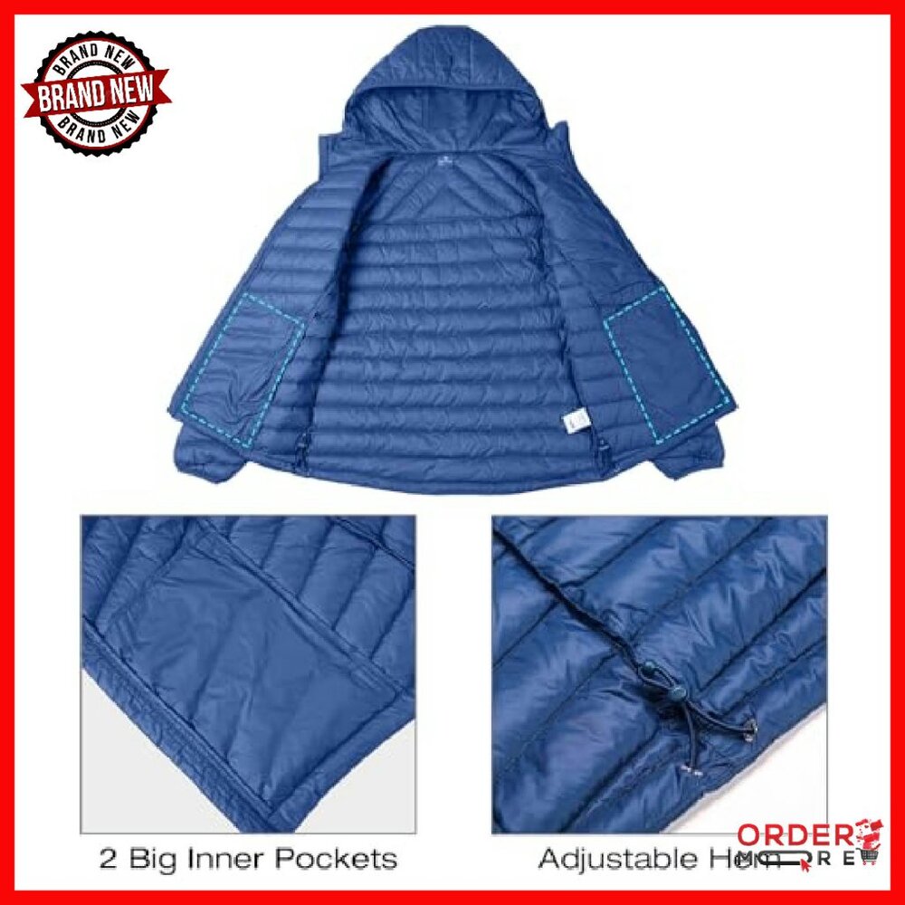 Lightweight Packable Down Puffer Jacket Hooded Wi… - image 5